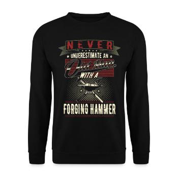Never underestimate old man's blacksmith's pension - Unisex Sweatshirt - black - Front - Alina (178cm) & Michal (187cm)