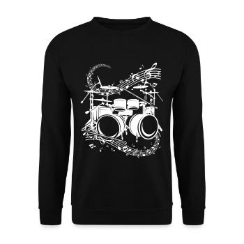 Musical Drums Drumming Drum Musician Music Notes - Unisex Pullover - Schwarz - Vorne - Alina (178cm) & Michal (187cm)