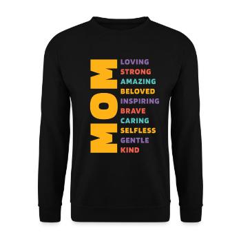 Mom description - Mother's Day Funny Gift - Unisex Sweatshirt - black - Front - Alina (178cm) & Michal (187cm)