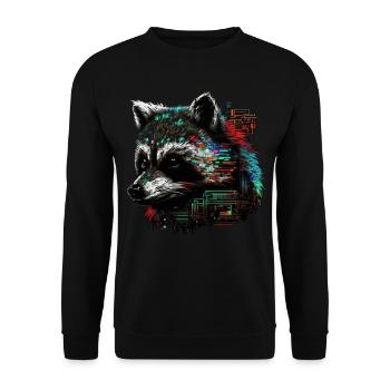Waschbär Kunst Waschbären Tier Zoo Stadt Fun - Unisex Pullover - Schwarz - Vorne - Alina (178cm) & Michal (187cm)