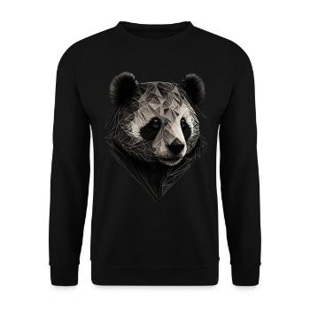 Panda Kunst Tierliebhaber Pandabär Bär Motiv - Unisex Pullover - Schwarz - Vorne - Alina (178cm) & Michal (187cm)