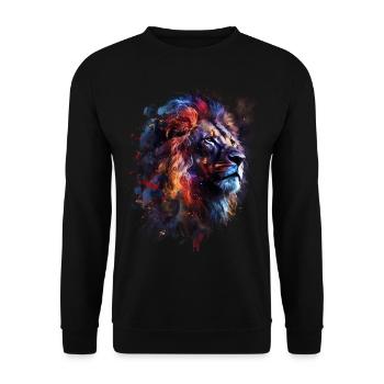 Leo Africa Artwork Gift Animal Motif Animal Fun - Unisex Sweatshirt - black - Front - Alina (178cm) & Michal (187cm)