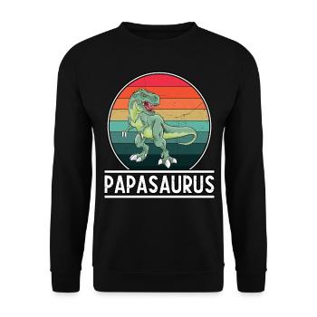 Papasaurus Rex Dinosaur Papa Saurus Family - Unisex Pullover - Schwarz - Vorne - Alina (178cm) & Michal (187cm)
