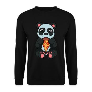Panda Pizza Liebhaber Wildtiere Tier - Unisex Pullover - Schwarz - Vorne - Alina (178cm) & Michal (187cm)