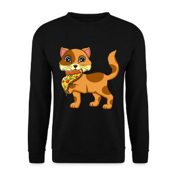 Italian Pizza Cat Lovers - Unisex Sweatshirt - black - Front - Alina (178cm) & Michal (187cm)