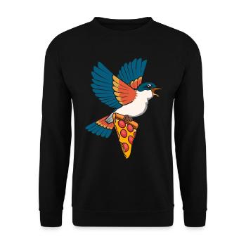 Pizza-Esser Vogelliebhaber Ornithologie Vogel - Unisex Pullover - Schwarz - Vorne - Alina (178cm) & Michal (187cm)