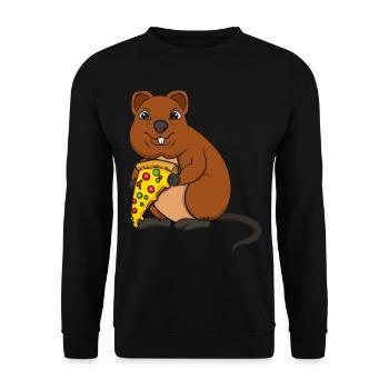 Pizza Whisperer Quokka Lover Wildlife Animal - Unisex Sweatshirt - black - Front - Alina (178cm) & Michal (187cm)