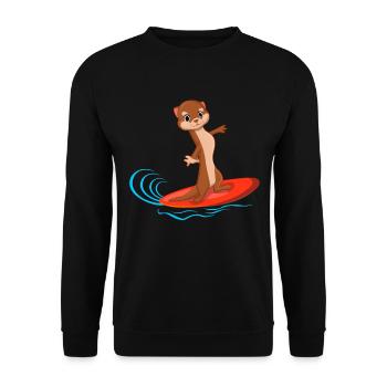 Surfer Surfboard Otter Lovers Sea Animal - Unisex Sweatshirt - black - Front - Alina (178cm) & Michal (187cm)