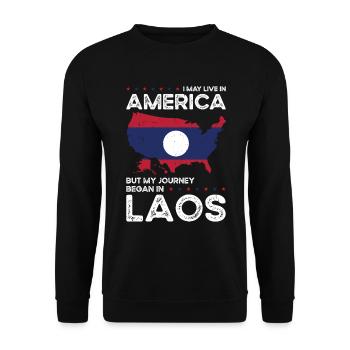 Born Laotian Laos American USA Citizenship - Unisex Sweatshirt - black - Front - Alina (178cm) & Michal (187cm)