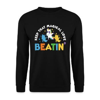Rainbow Animal Singing Playing Unicorn Lover - Unisex Sweatshirt - black - Front - Alina (178cm) & Michal (187cm)
