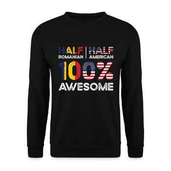 Born Romanian Romania American USA Citizenship - Unisex Sweatshirt - black - Front - Alina (178cm) & Michal (187cm)
