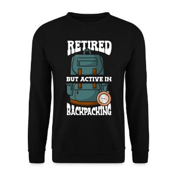 Retired, but active in Backpacking Wanderer - Unisex Sweatshirt - black - Front - Alina (178cm) & Michal (187cm)