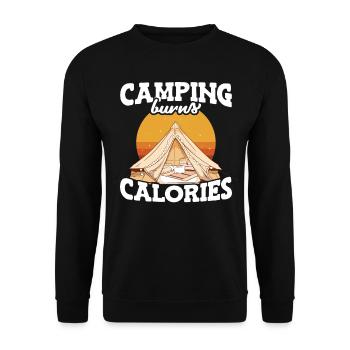Camping burns calories Hikers Camping - Unisex Sweatshirt - black - Front - Alina (178cm) & Michal (187cm)