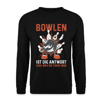 Bowler Bowlen Kegeln Bowling - Unisex Pullover - Schwarz - Vorne - Alina (178cm) & Michal (187cm)