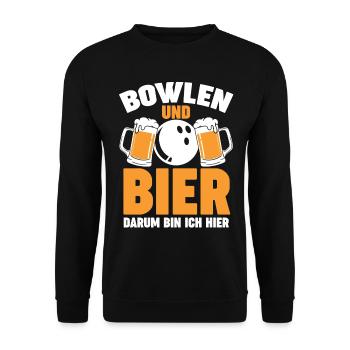 Bier Bowler Bowlen Kegeln Bowling - Unisex Pullover - Schwarz - Vorne - Alina (178cm) & Michal (187cm)