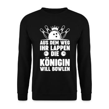 Königin Bowler Bowlen Kegeln Bowling - Unisex Pullover - Schwarz - Vorne - Alina (178cm) & Michal (187cm)