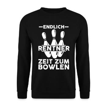 Ruhestand Rente Rentner Bowler Bowlen Kegeln Bowli - Unisex Pullover - Schwarz - Vorne - Alina (178cm) & Michal (187cm)