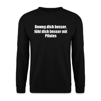 Pilates - Beweg dich besser, fühl dich besser mit - Unisex Pullover - Schwarz - Vorne - Alina (178cm) & Michal (187cm)