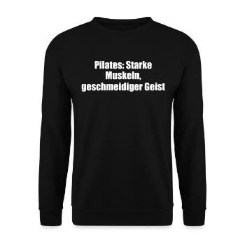 Pilates - Pilates: Starke Muskeln, geschmeidiger - Unisex Pullover - Schwarz - Vorne - Alina (178cm) & Michal (187cm)