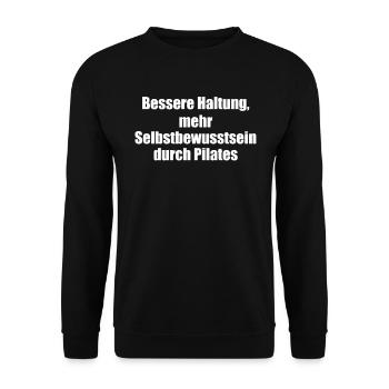 Pilates - Bessere Haltung, mehr Selbstbewusstsein - Unisex Pullover - Schwarz - Vorne - Alina (178cm) & Michal (187cm)