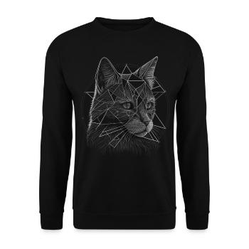 Katzen Tier Tierliebhaber Kunst Katze - Unisex Pullover - Schwarz - Vorne - Alina (178cm) & Michal (187cm)