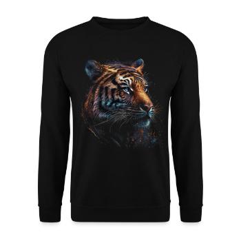 Motif Tigre Zoo Animaux Art Tête de Tigre Motif - Sweat-shirt Unisexe - noir - Devant - Alina (178cm) & Michal (187cm)