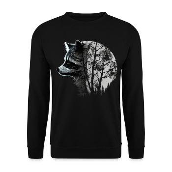Waschbär Geschenkidee Kunst Raccoon Tier Motiv - Unisex Pullover - Schwarz - Vorne - Alina (178cm) & Michal (187cm)