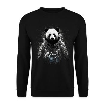 Panda Gift Idea Pandas Animal Cuddly Panda Bear - Unisex Sweatshirt - black - Front - Alina (178cm) & Michal (187cm)