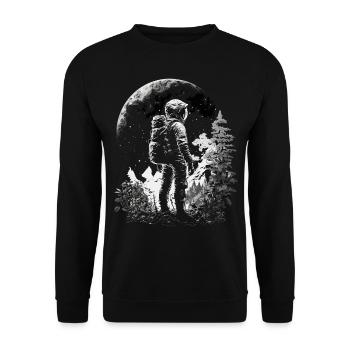Drawing Astronaut Space Gift Motif - Unisex Sweatshirt - black - Front - Alina (178cm) & Michal (187cm)