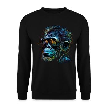 Affe Geschenkidee Monkey Zoo - Unisex Pullover - Schwarz - Vorne - Alina (178cm) & Michal (187cm)