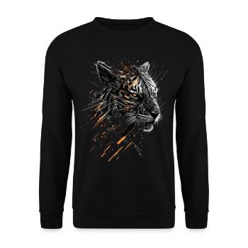 Tiger Tiere Geschenk Mann Kunst Bunt Tiermotiv - Unisex Pullover - Schwarz - Vorne - Alina (178cm) & Michal (187cm)