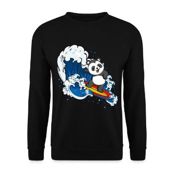 Zookeeping Surfen Wildtiere Tier Pandabär Surfen - Unisex Pullover - Schwarz - Vorne - Alina (178cm) & Michal (187cm)