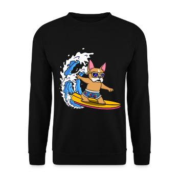 Surfbrett Hundeliebhaber Tier Hundezüchter Surfen - Unisex Pullover - Schwarz - Vorne - Alina (178cm) & Michal (187cm)
