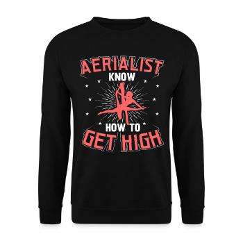 Aerial Silk / Aerial Yoga / Aerial Acrobatics Designs - Unisex Sweatshirt - black - Front - Alina (178cm) & Michal (187cm)