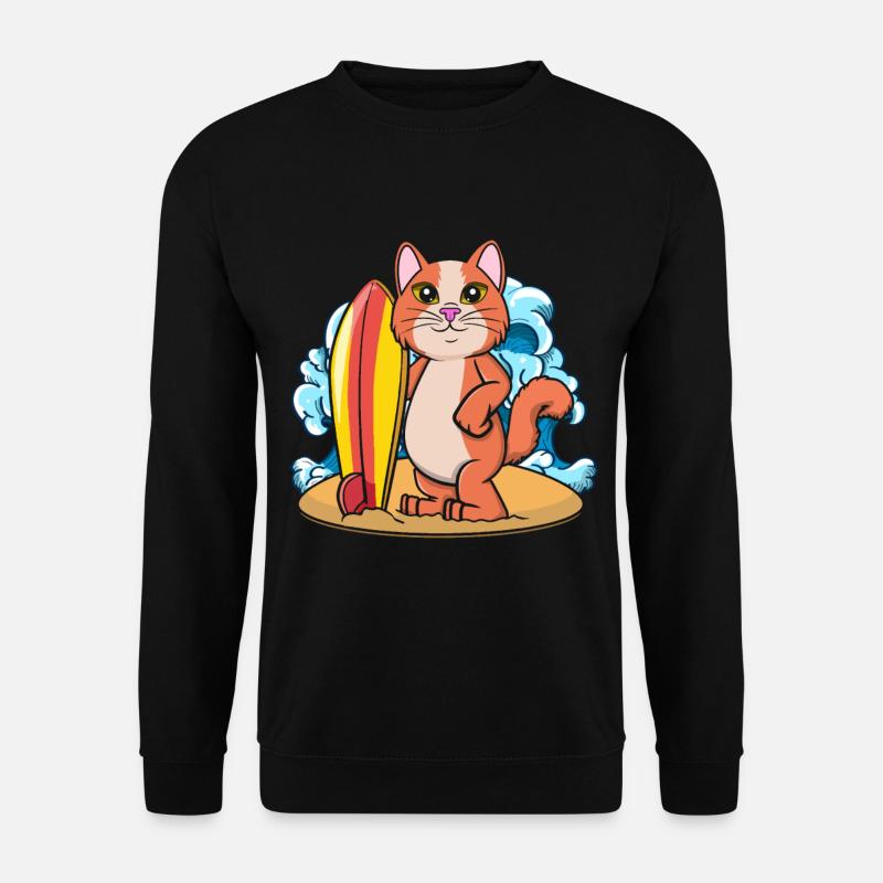 Surfing Cat Whisperer Surfer - Unisex Sweatshirt - black