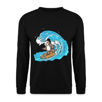 Surfbrett Faultier Pflanzenfresser Tier - Unisex Pullover - Schwarz - Vorne - Alina (178cm) & Michal (187cm)