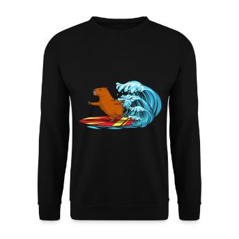 Surfing Animal Capybara Whisperer Cavy Rodent - Unisex Sweatshirt - black - Front - Alina (178cm) & Michal (187cm)