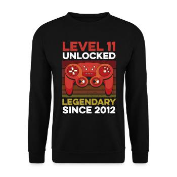 Niveau 11 ans Année d’anniversaire 2012 Gamer Boy - Sweat-shirt Unisexe - noir - Devant - Alina (178cm) & Michal (187cm)