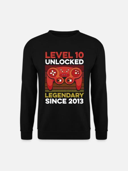 Level 10 Jahre Geburtstag Jahr 2013 Gamer Junge - Unisex Pullover - Schwarz