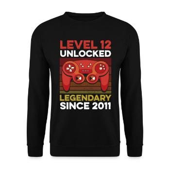 Niveau 12 ans Année d’anniversaire 2011 Gamer Boy - Sweat-shirt Unisexe - noir - Devant - Alina (178cm) & Michal (187cm)