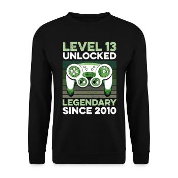 Niveau 13 ans Anniversaire Année 2010 Gamer Boy - Sweat-shirt Unisexe - noir - Devant - Alina (178cm) & Michal (187cm)