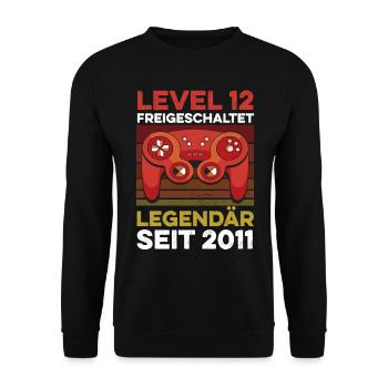 Niveau 12 Années 12e anniversaire Année 2011 Gamer - Sweat-shirt Unisexe - noir - Devant - Alina (178cm) & Michal (187cm)