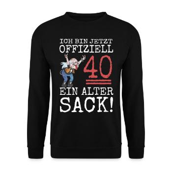 40. Geburtstag Mann 40 Jahre Alter Sack Geschenk - Unisex Pullover - Schwarz - Vorne - Alina (178cm) & Michal (187cm)
