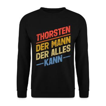 Thorsten Der Mann Der Alles Kann Vorname Thorsten - Unisex Pullover - Schwarz - Vorne - Alina (178cm) & Michal (187cm)
