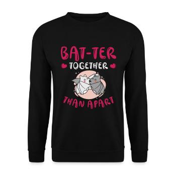 Câlin de la Saint-Valentin Paire de chauves-souris mignonnes - Sweat-shirt Unisexe - noir - Devant - Alina (178cm) & Michal (187cm)