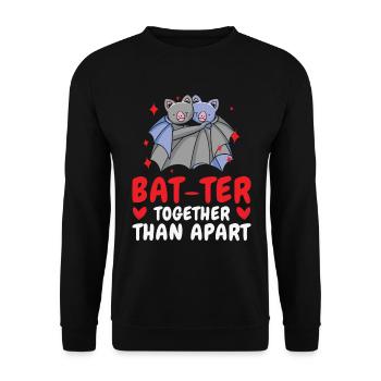 Câlin de la Saint-Valentin Paire de chauves-souris mignonnes - Sweat-shirt Unisexe - noir - Devant - Alina (178cm) & Michal (187cm)