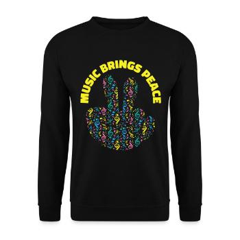 Friedensliebhaber Musik Noten Musiker - Unisex Pullover - Schwarz - Vorne - Alina (178cm) & Michal (187cm)