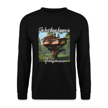 Treehouse - Best Things Happen - Unisex Sweatshirt - black - Front - Alina (178cm) & Michal (187cm)