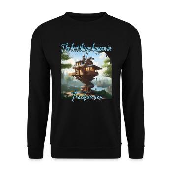 Treehouse - Best Things Happen - Unisex Sweatshirt - black - Front - Alina (178cm) & Michal (187cm)