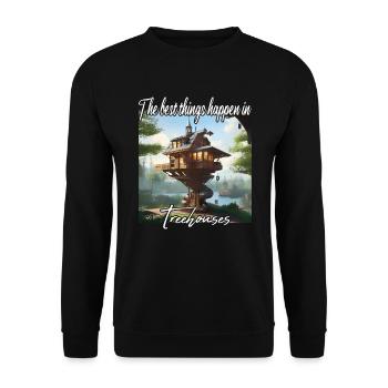 Treehouse - Best Things Happen - Unisex Sweatshirt - black - Front - Alina (178cm) & Michal (187cm)